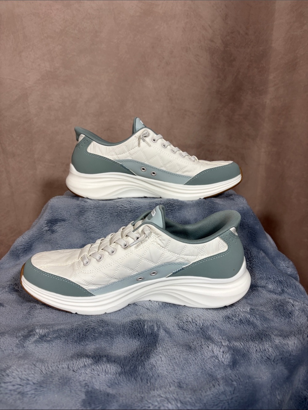 Skechers Women’s Casual Comfort Sneakers in Light Gray & White